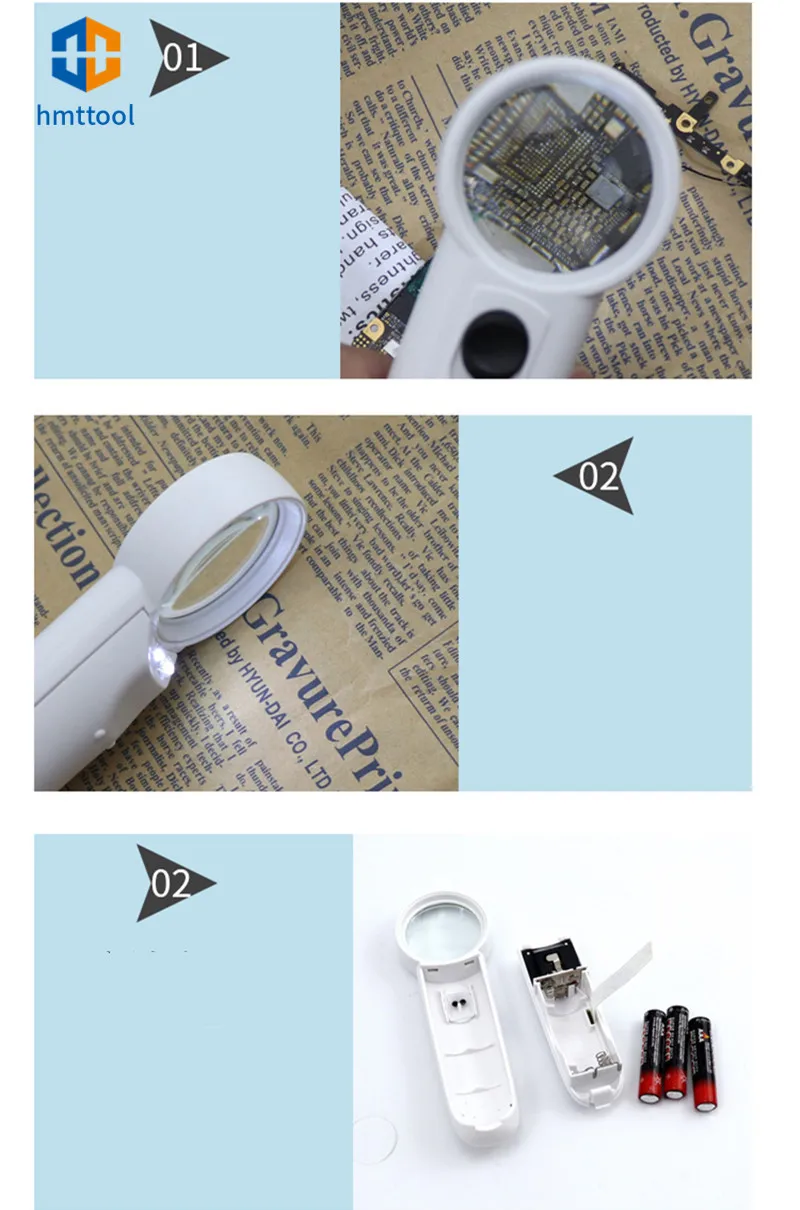 Handheld Type 15X Exclamation Mark Magnifying Glass Double LED Plastic Portable Magnifier For Phone Motherboard Repair Tool