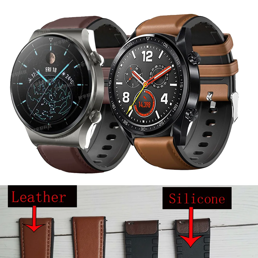 Leather Silicone Bracelet For Amazfit GTR 3 Pro Wrist Strap For Xiaomi Amazfit Pace/ Stratos 1 2 3 / GTR2 2e/ GTR 47mm Watchband