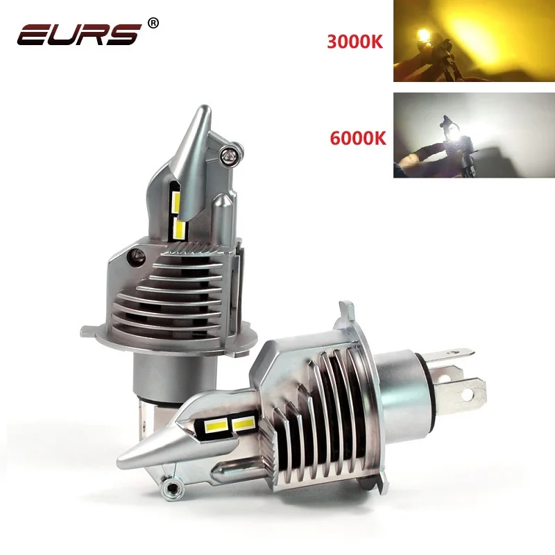 EURS H4 Led Car headlight Canbus Light Led H4 hi/lo beam 3000K 4300K 6000K fighter H4 Car Motorcycle Headlamp 12V 24V Auto lamps