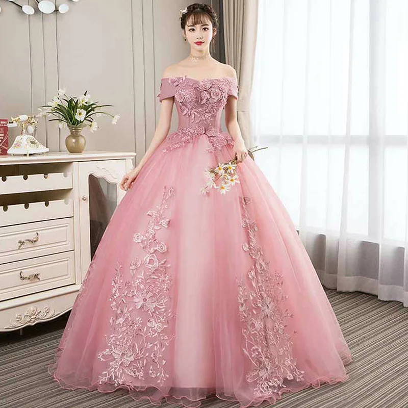 Bealegantom quince anera kleider applikationen elegante party prom formale blumen druck ballkleider vestidos 15 anos qd20