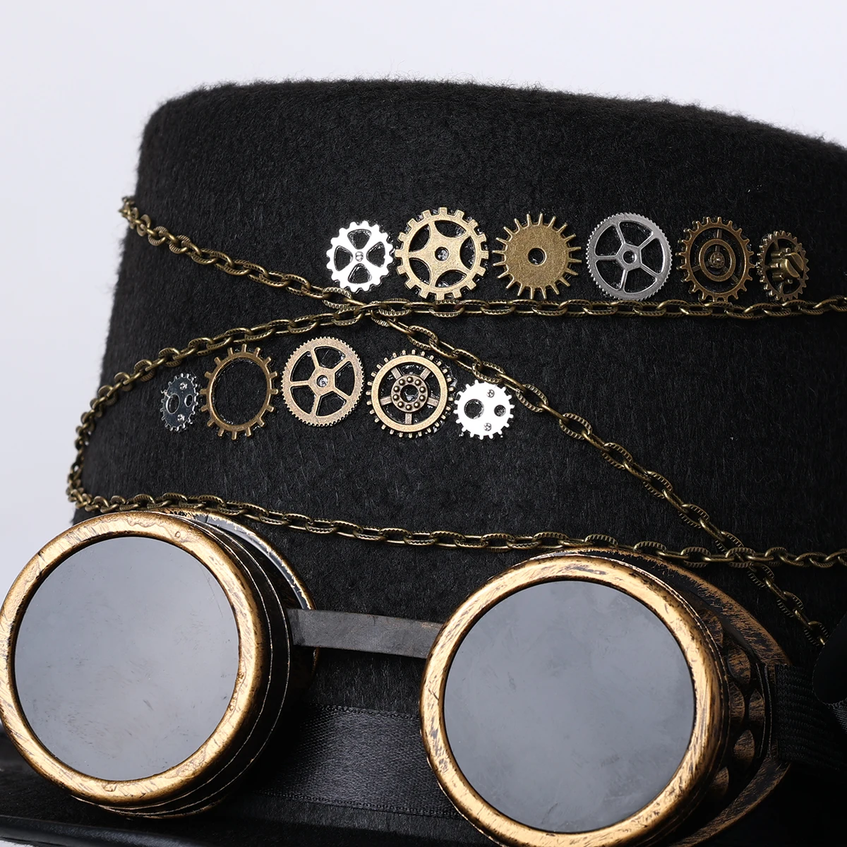 Goth Hat Handmade Black Gothic Steampunk with Goggles Cosplay Club