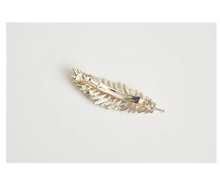 Alloy Antique Silver Golden Leaf Feather Barrettes Hair Clips & Pins Headwear Hair Accessories for Women