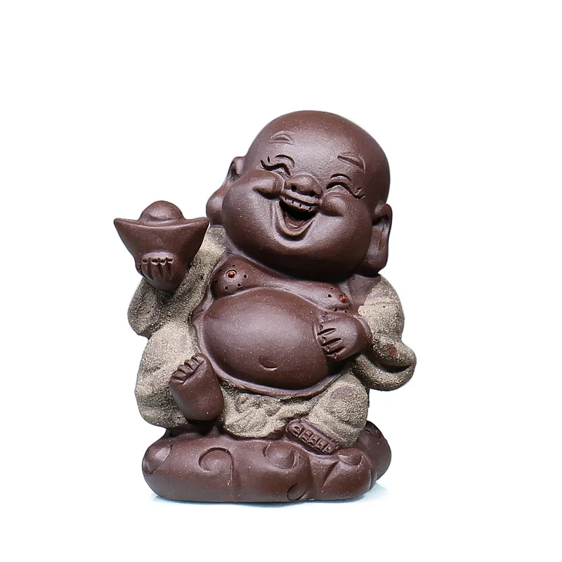 |undressed ore purple sand tea pet to play the trumpet manual sculpture tea to tea ceremony furnishing articles maitreya