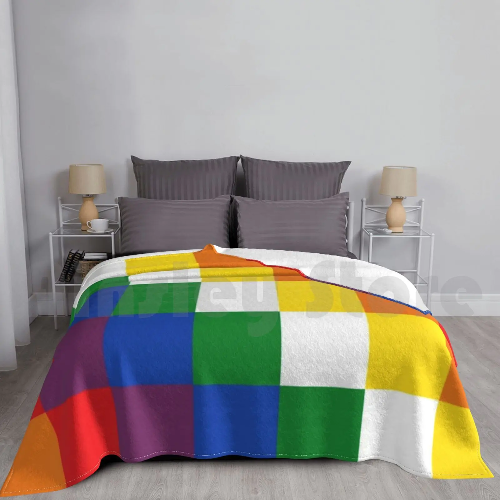 Manta Wiphala para sofá cama viaje bandera Wiphala Quechua personas nativas Andes Perú Bolivia Ecuador Argentina