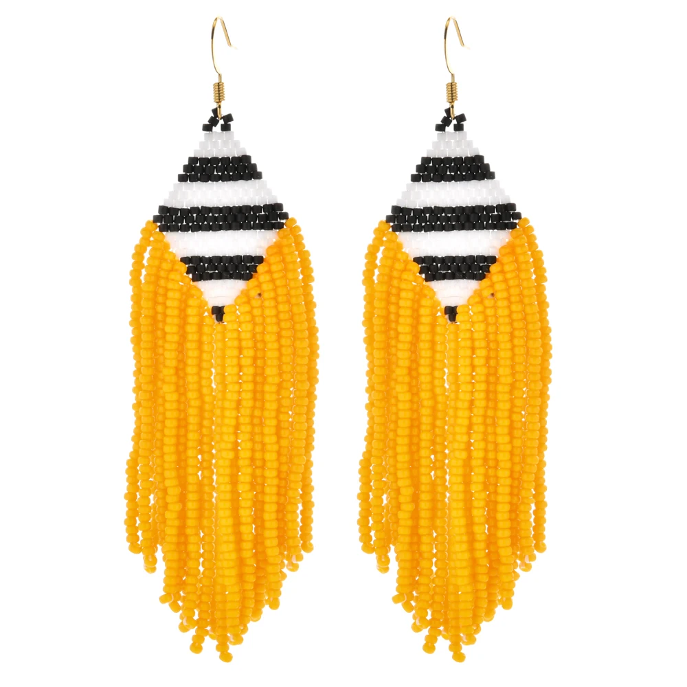 ZMZY Boho Chic Beaded Dangle Earrings for Women Long Tassel Miyuki Summer Jewelry Handmade Femme