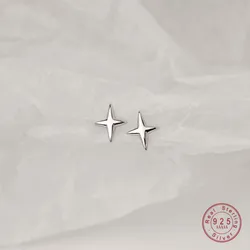 HI MAN S925 Sterling Silver Simple Stars Stud Earrings Women Fashion Temperament Party Jewelry