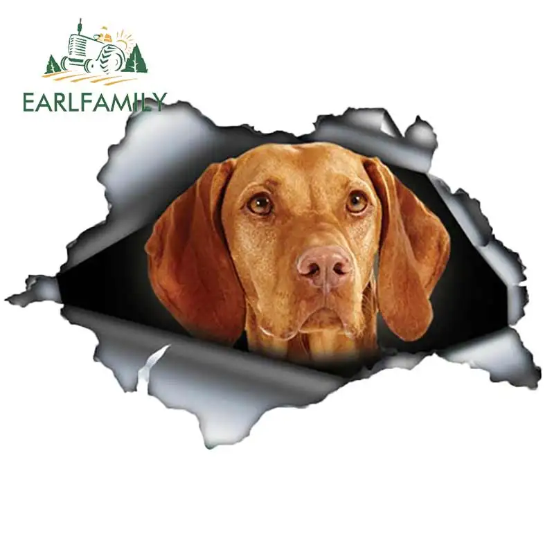 

EARLFAMILY 13cm x 8.6cm 3D Vizsla Dog Car Sticker Torn Metal Pet Decal JDM Reflective Car Bumper Decor Auto Motorcycle Stickers