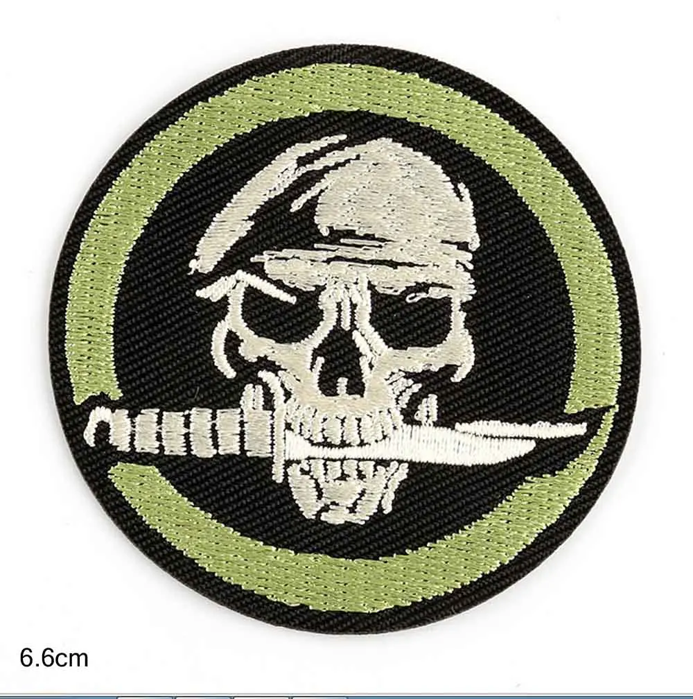 Green Skull with a Knife special forces NSWDG DEVGRU Patches for Kids Clothes Sew Iron on Appliques Embroidery Round Badges