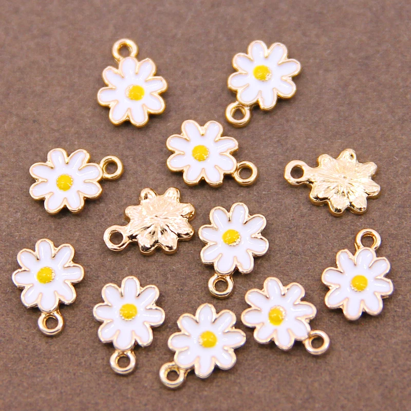 10pcs 9*12mm enamel sakura charm for jewelry making fashion earring pendant flower charm necklace bracelet charms