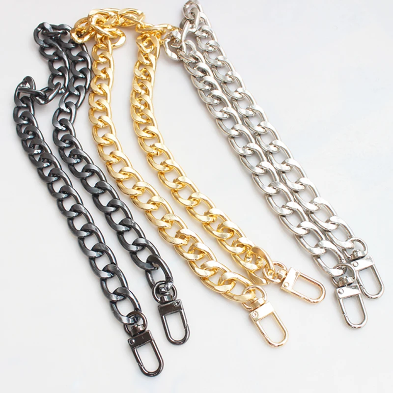 Bag Strap 30/60/100cm Thick Flat Aluminum Bag Chain Replacement Metal Chain Handles For Handbag Belt Bag Accessories Free ship