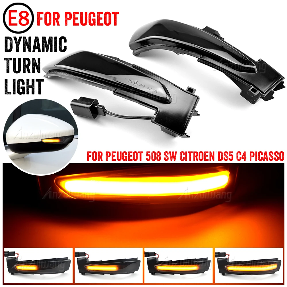 

2Pcs For Peugeot 508 SW LED Dynamic Turn Signal Light Mirror Blinker Indicator Flasher Lamp For Citroen DS5 C4 Grand Picasso II