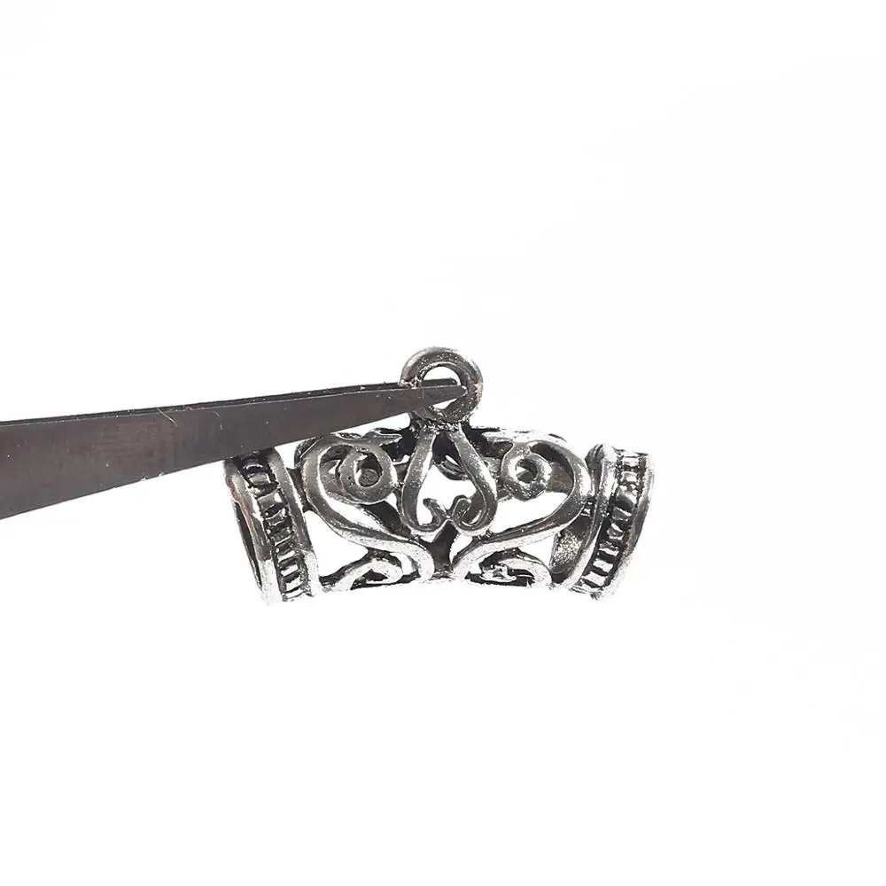 10 sztuk Hollow Metal srebrny Plated luźne koralik Spacer złącze zakrzywiona rurka wisiorki z koralikami dla DIY bransoletka naszyjnik tworzenia biżuterii — zdjęcie 5
