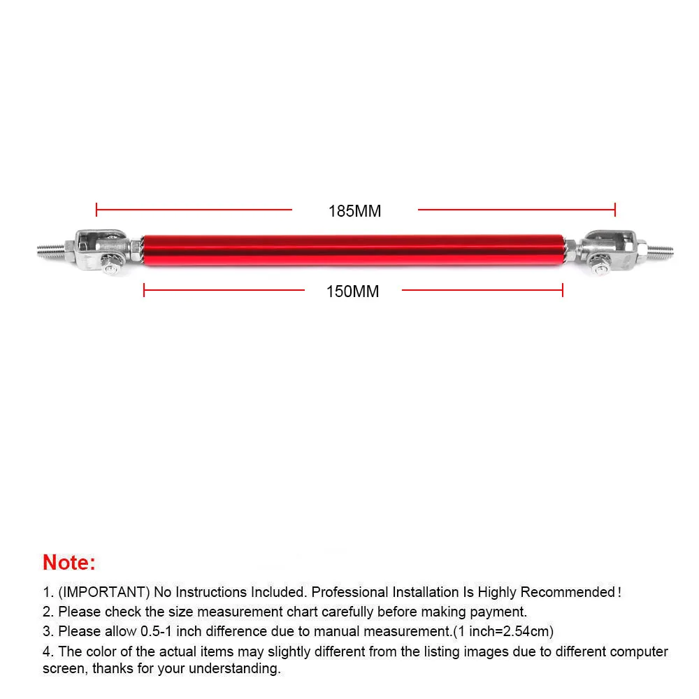 Stainless Steel Bumper Lip Adjust Front Strut Splitter Rod Tie Support Bars 100MM 150MM 200MM