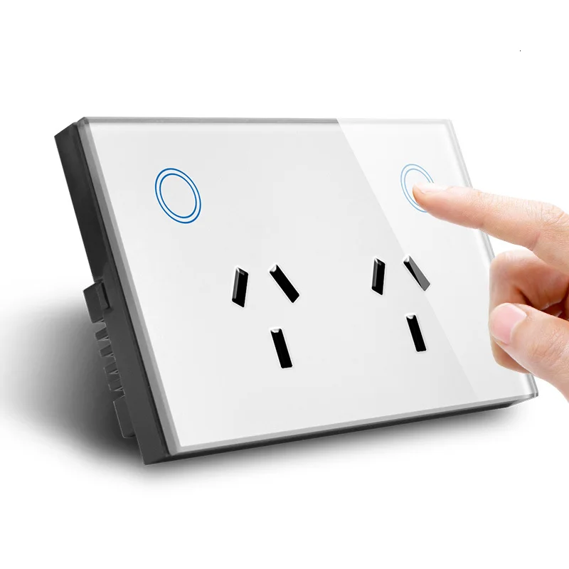 120mm  AU/US/CA Double wall socket Tempered Crystal Glass wall outlet Touch Screen Socket Power Outlet electrical socket