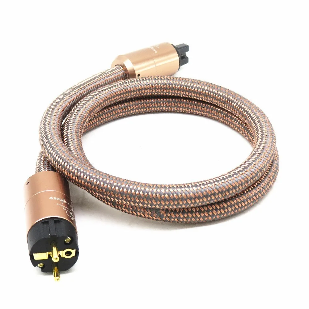 

1M hifi power cord cable EU AC power plug cable 6N Copper Power Cable Gold plated100-240v 15A for audio power amplifier