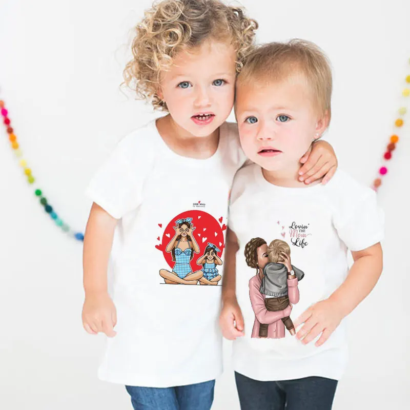 

Thanksgiving Birthday Tshirt Funny T-shirt Girl Kawaii Kids Shirt Super Mom Love Baby Warm Print Boys T Shirt Casual Cozy