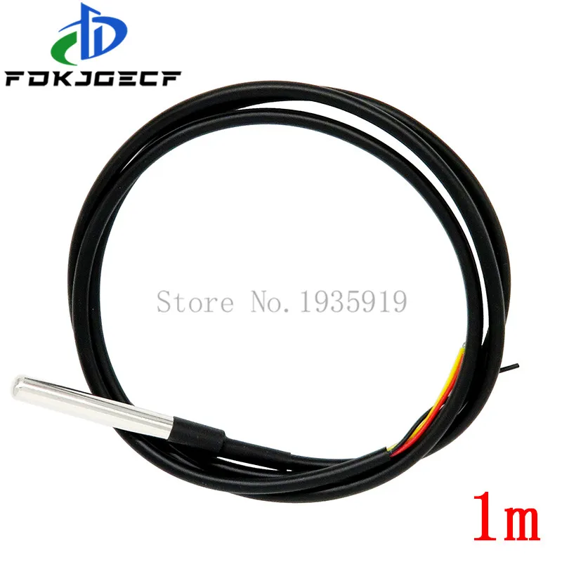 10pcs/lot DS1820 Stainless steel package Waterproof 1 Meter DS18b20 temperature probe temperature sensor 18B20 TO-92