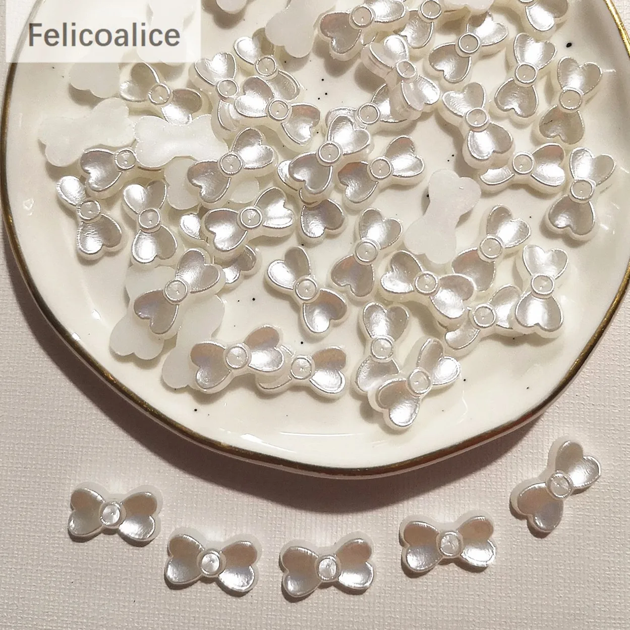 

1000pcs 18mm ABS Resin Flower Bow-Knot Alien Pearls For Art Flatback Non Hotfix Rhinestones Pearl Shoes Beads DIY Phone