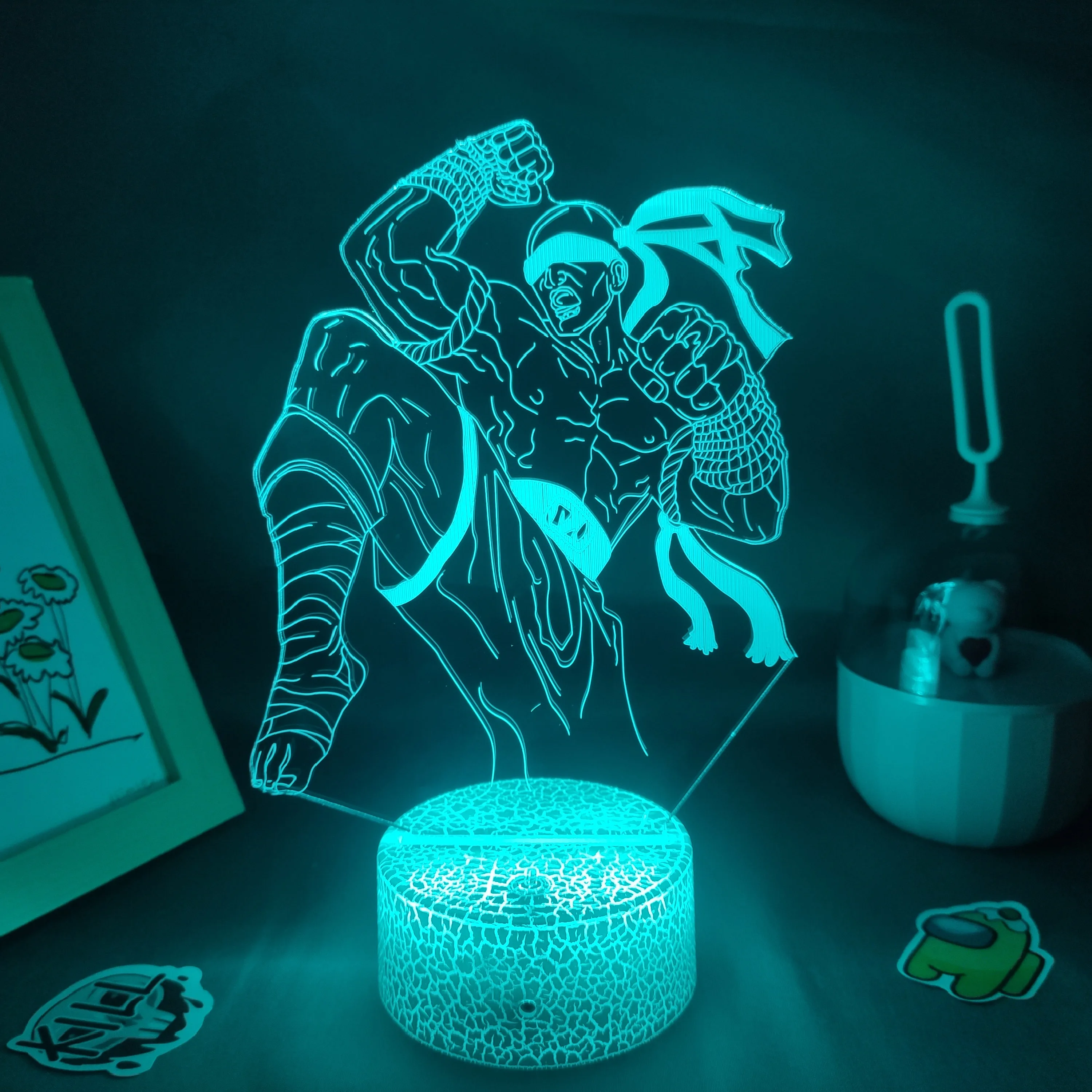 LOL Game Figure The Blind Monk Lee Sin Lamp 3D Led RGB Neon Night Lights Gift Friend Room Table Colorful Decor League of Legends