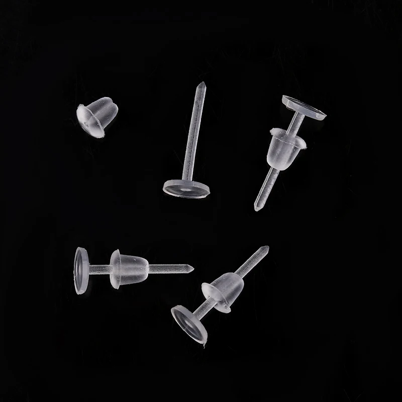 200pcs Anti-allergy Transparent Plastic with 3/5mm Earplugs 12mm Pin Ear Studs For DIY Jewelry Making Accessories Whosale