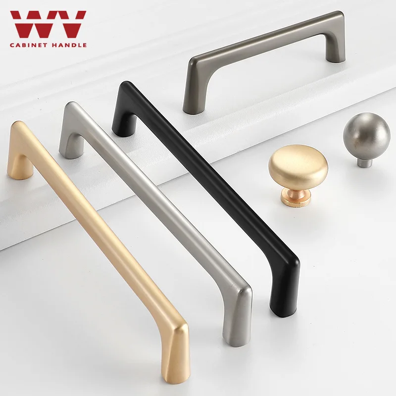 WV poignées d\'armoire gris perle laiton or poignées de porte d\'armoire en alliage de Zinc boutons de tiroir tirer meubles de cuisine poignée