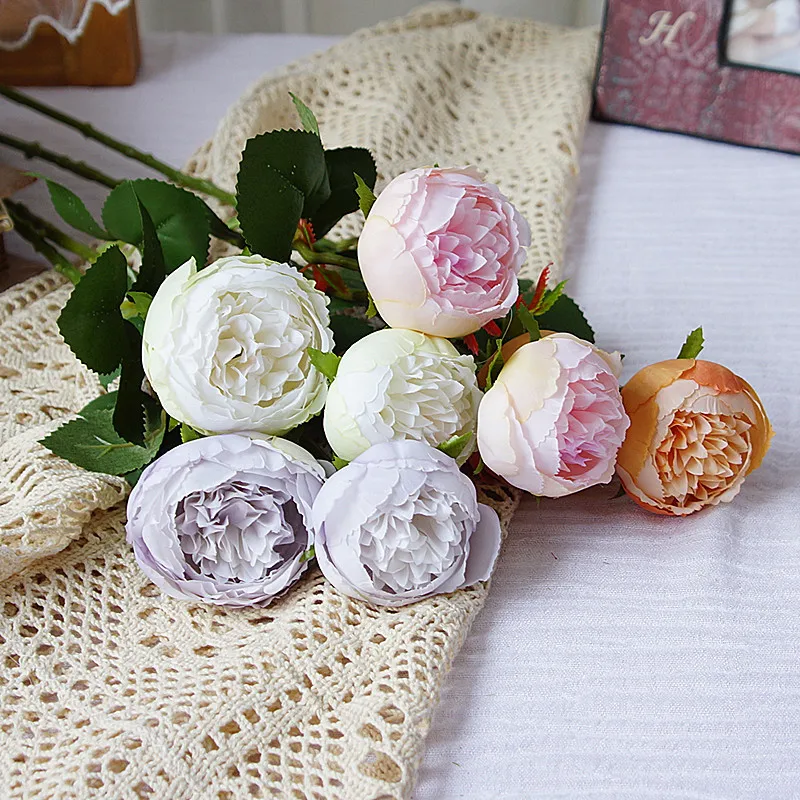 

Simulation 2 Flower Small Rose Fake Flowers Pastoral Home Decoration Artificial Flowers Roses Wedding Bouquet Photography Props