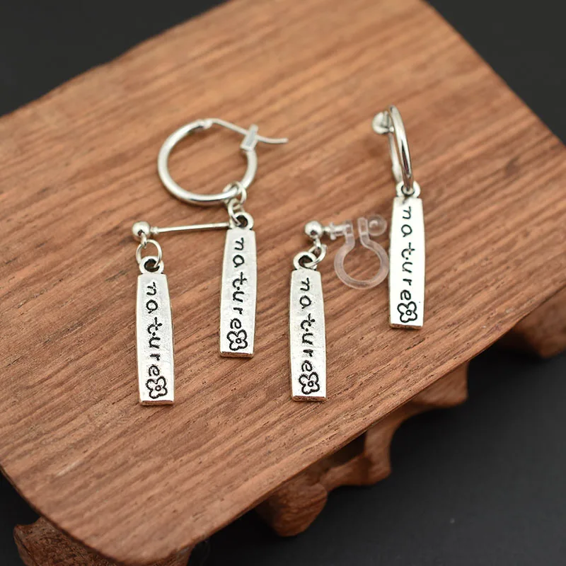 Harajuku Personality Letter Nature Dangle Earrings 2022 Fashion Trendy Street Men Women Don’t Need Pierced Ears Stud Earrings