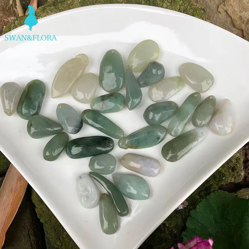 

100% Real Natural Burma Jade Necklace Pendant Irregular Green Myanmar Jade Women Children Jewelry Good Luck Best Gift