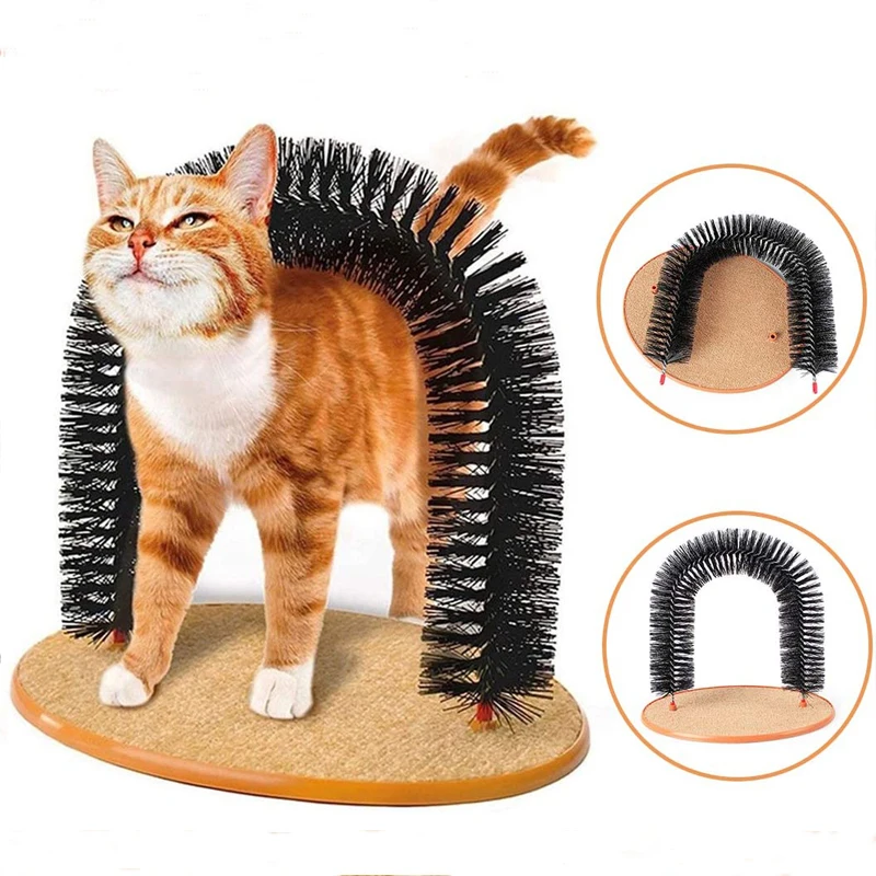 

Cat Arch Self Groomer Massager Toy Dog Brushes Pet Kitten Scratcher Toys Fur Grooming Cat Brush Shedding with Scratch Pad