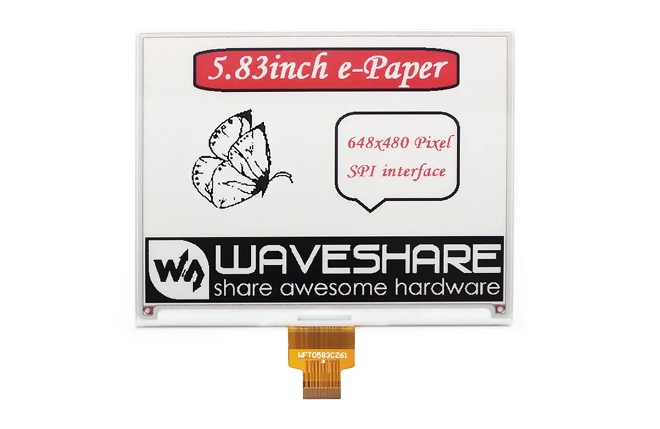 

Waveshare 5.83inch E-Ink raw display red/black/white three-color e-paper SPI compatible Raspberry Pi/Arduino/STM32 600x448