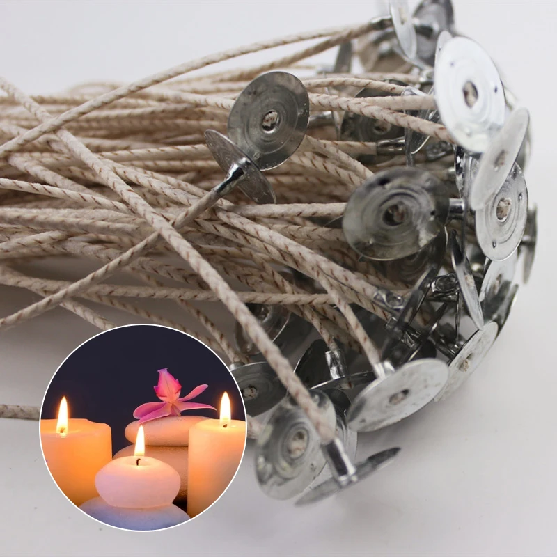 10PCS Wicks For DIY Candle Making Sustainer Cotton Core Waxed Candle Wick Pre-waxed Wicks Handcraft Soybean Wax Accessories