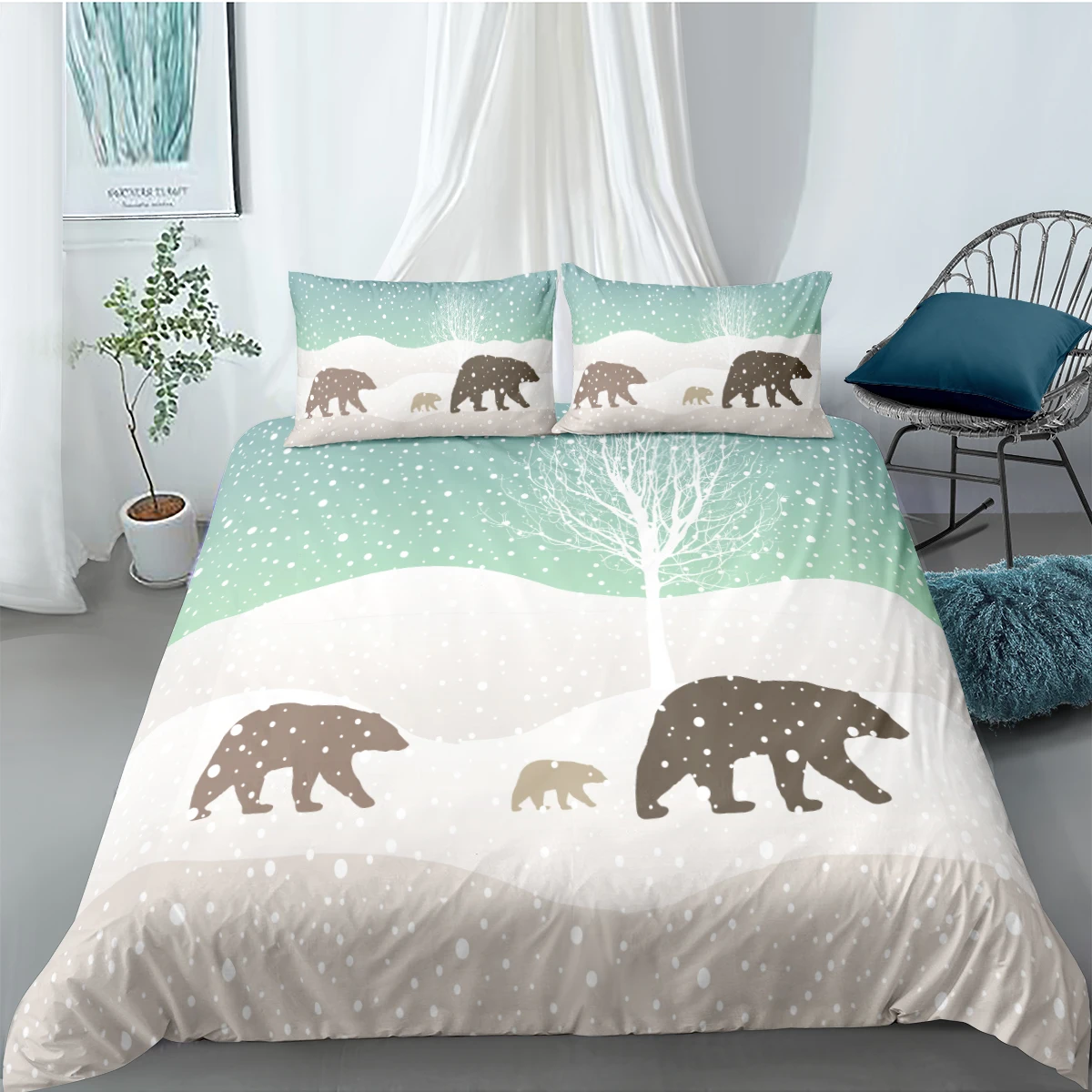 

Bedding Set 3D Bear Quilt Cover Sets Cartoon Comforter Covers and Pillow Slips Full Double Single Twin Queen King Size 173*230cm