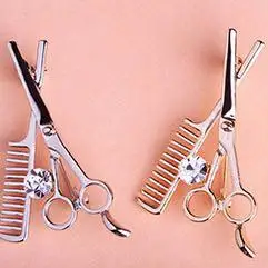 Korean version of men\'s small suit shirt wear barber comb scissors shape jewelry pin collar pin brooch