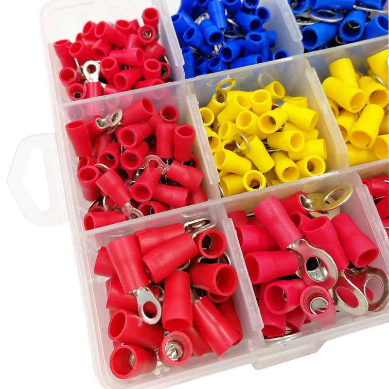 Box assorted full insulated fork U-type set terminals connectors assortment kit electrical wire crimp spade ring terminal image 6