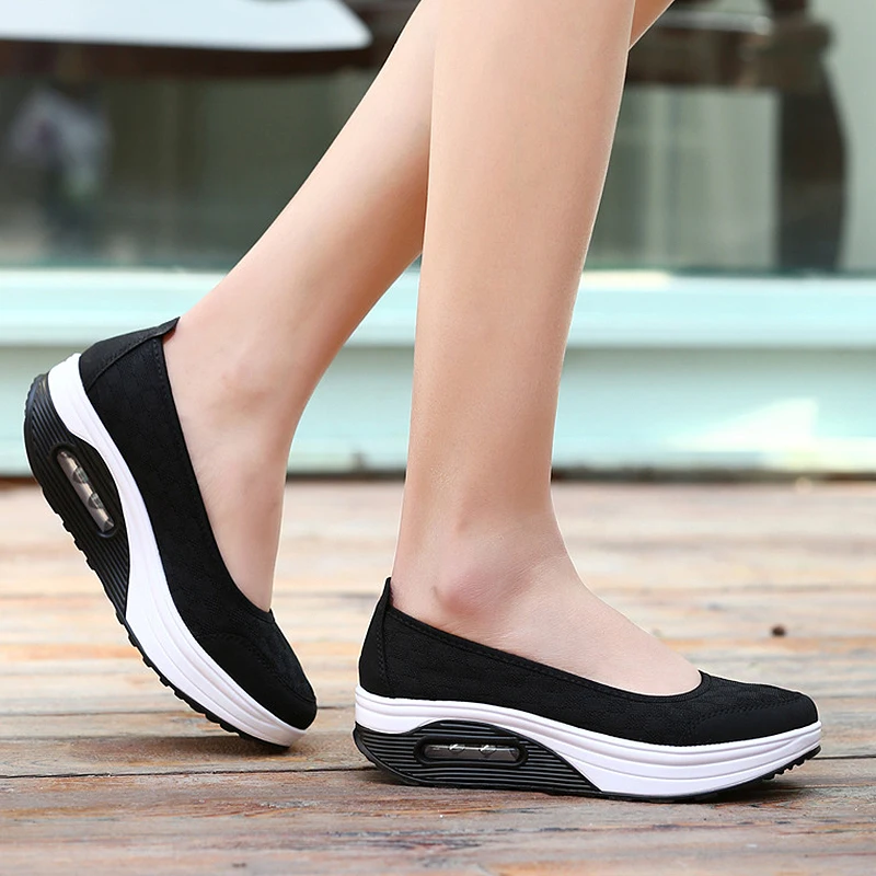 Women Shoes Comfortable Heels Vulcanized Shoes For Platform Shoes Casual Zapatos Mujer Slip On Spring Autumn Chaussure Femme