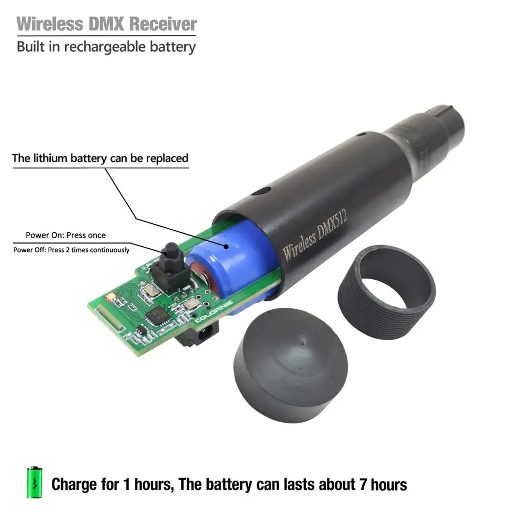 Transmisor y receptor DMX inalámbrico recargable, controlador de luz láser DMX512, 54CH, controlador DMX para efectos de escenario, DJ, discoteca,