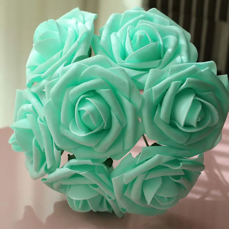 Mint Roses Wedding Flowers Artificial Roses 100 Stems Robin Egg Blue Wedding Decorations Table Centerpiece Floral LNPE040