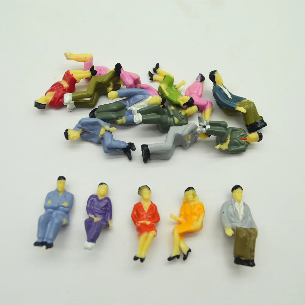 1:50 Miniature People Painted Figures Seated Toys Railway Train Layout Abs Diorama Sand Table Architecture Scene 50Pcs/lot