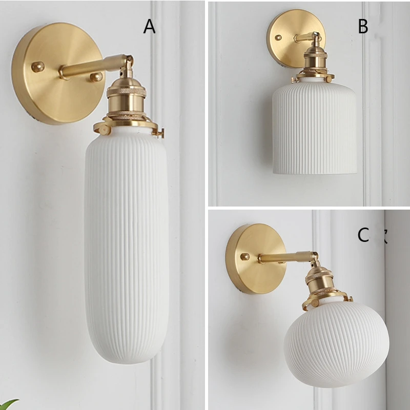 

Brass ceramics wall lamp Bathroom Light Nordic E27 Wandlamp Bedroom bedside lamp Before the mirrorwall light Golden AC110V 220V