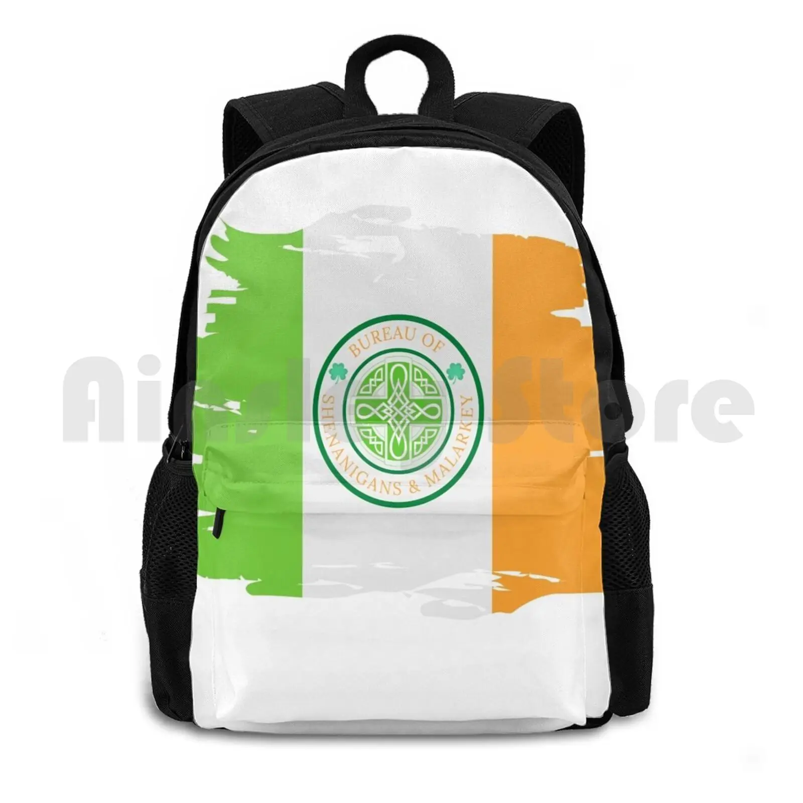 Bureau Of Shenanigans & Malarkey Outdoor Hiking Backpack Waterproof Camping Travel Irish Flag Shenanigans Malarkey Fun Bureau