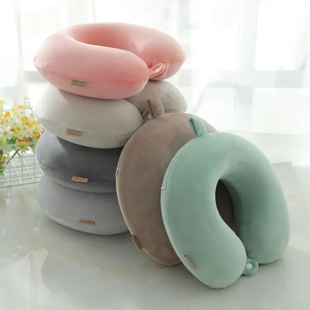 Polyester Solid Color Memory Foam Memory Pillow U-shaped Pillow Soft Comfortable Travel Neck Office Nap Pillow