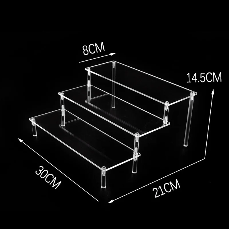 Acrylic Display Stand for Mini Action Figures Toy Model Stand Holder Rack Transparent Doll Pottery Clay Figurine Ladder Shelf