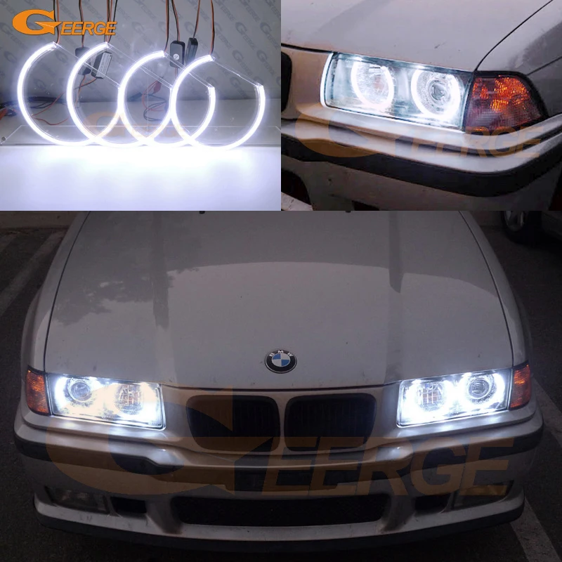 

For BMW E36 3 Series With Euro Headlights 1992 - 1995 1996 1997 1998 Day Light Ultra Bright COB Led Angel Eyes Kit Halo Rings