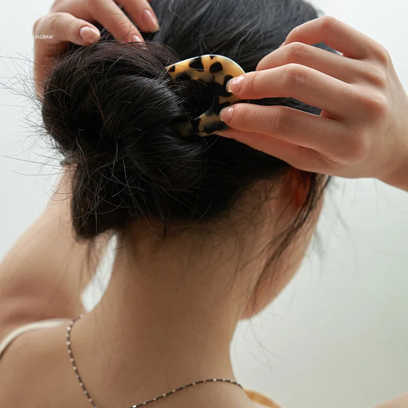 Bâtonnets à cheveux japonais pour femmes, épingles à cheveux simples, élégantes en forme de U, imprimé léopard, épingles à cheveux pour filles, accessoires pour cheveux