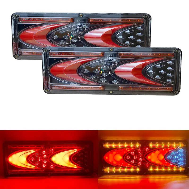 

2PCS 24V Dynamic LED Car Truck Tail Light Turn Signal Rear Brake Lights Reverse Signal Lamp Trailer Lorry Bus Camper Caravan