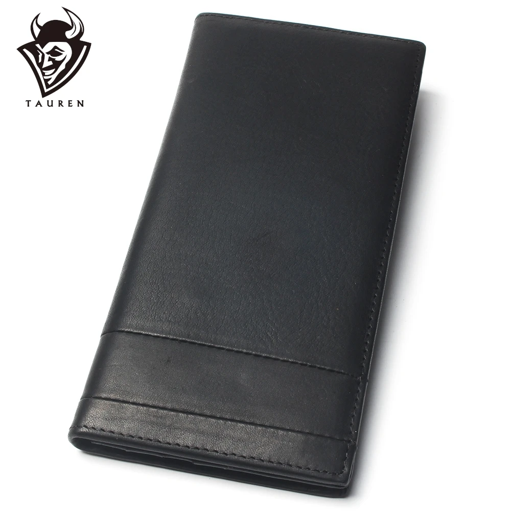 

Men Black Multiple Stitching Styles 100% Genuine Leather Wallet Men's Long Credit Card Travel Hand Purse For