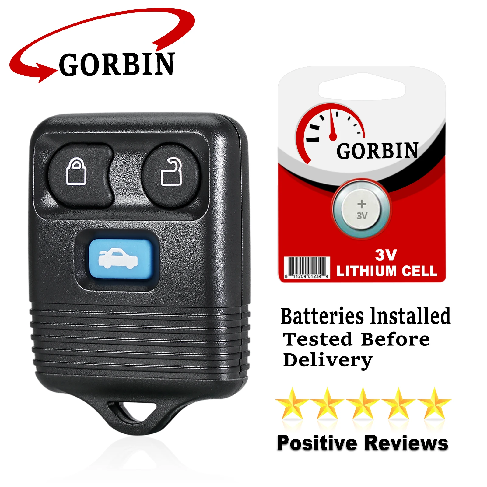 

GORBIN for Ford Transit MK6 Connect 2000 2001 2002 2003 2004 2005 2006 Remote Key Fob 3 Buttons Car Key Keyless Entry Fob