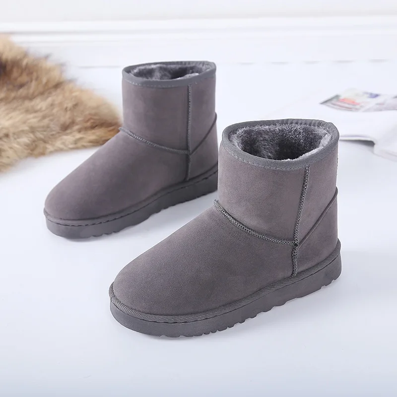 Winter Women's Short-Tube Snow Boot Plush Warm Women Shoes Suede Round-Toe Flat Heel Ankle Boots botines mujer 2023 WSH4267