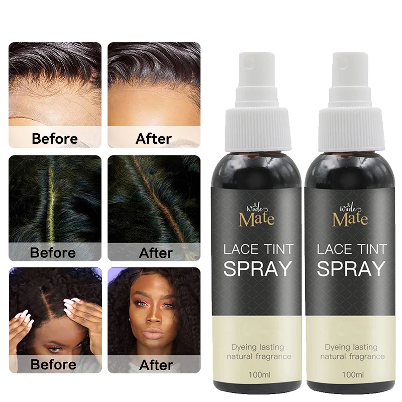 Private Label Lace Tint Spray for Wigs Dark Brown Middle Brown Light Brown Lace Dyeing Spray Tinted Lace Aerosol Spray