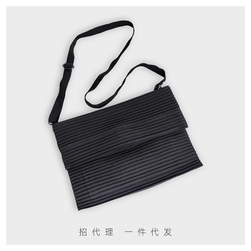 IN STOCK Miyake pleated  canvas casual solid color Folding bag Messenger bag HOT SELLING